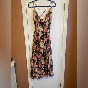 Lulus Cowl Neck Open Back Wedding Guest Dress